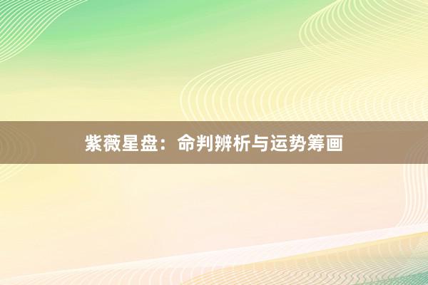 紫薇星盘：命判辨析与运势筹画