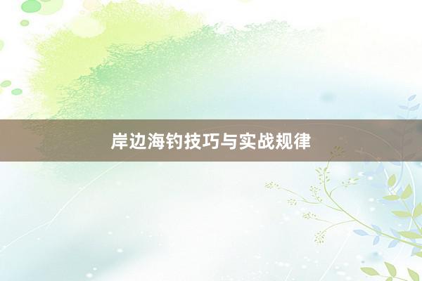 岸边海钓技巧与实战规律