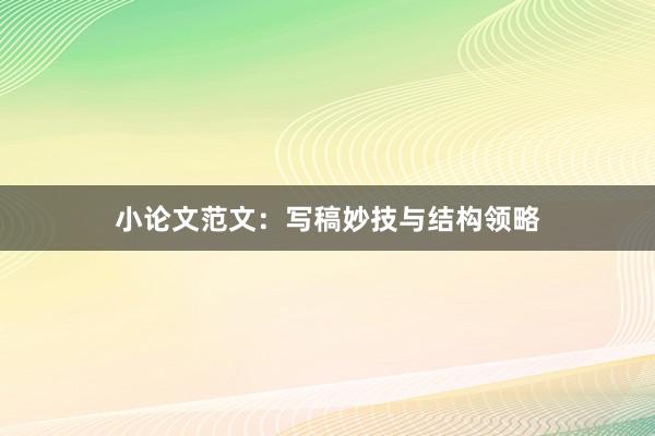 小论文范文:写稿妙技与结构领略